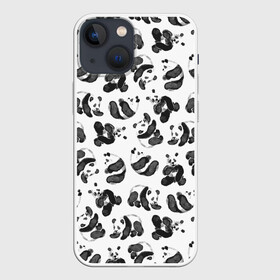 Чехол для iPhone 13 mini с принтом Акварельные панды паттерн в Белгороде,  |  | art | black white | cute | funny panda | panda | pandas | pattern | watercolor | акварель | акварельный рисунок | арт | детский рисунок | маленькие панды | медведи | медвежата | милые панды | мишки | панда | пандочка | пандочки | узор