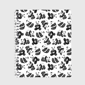 Тетрадь с принтом Акварельные панды паттерн в Белгороде, 100% бумага | 48 листов, плотность листов — 60 г/м2, плотность картонной обложки — 250 г/м2. Листы скреплены сбоку удобной пружинной спиралью. Уголки страниц и обложки скругленные. Цвет линий — светло-серый
 | art | black white | cute | funny panda | panda | pandas | pattern | watercolor | акварель | акварельный рисунок | арт | детский рисунок | маленькие панды | медведи | медвежата | милые панды | мишки | панда | пандочка | пандочки | узор