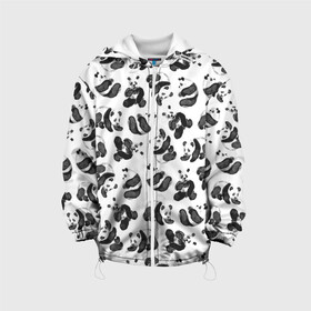 Детская куртка 3D с принтом Акварельные панды паттерн в Белгороде, 100% полиэстер | застежка — молния, подол и капюшон оформлены резинкой с фиксаторами, по бокам — два кармана без застежек, один потайной карман на груди, плотность верхнего слоя — 90 г/м2; плотность флисового подклада — 260 г/м2 | art | black white | cute | funny panda | panda | pandas | pattern | watercolor | акварель | акварельный рисунок | арт | детский рисунок | маленькие панды | медведи | медвежата | милые панды | мишки | панда | пандочка | пандочки | узор