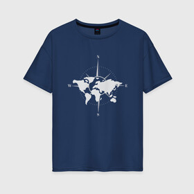 Женская футболка хлопок Oversize с принтом Карта Мира Компас  в Белгороде, 100% хлопок | свободный крой, круглый ворот, спущенный рукав, длина до линии бедер
 | africa | afrika | australia | brazil | compas | earth | geraldic | planet | russia | usa | world map | астралия | африка | бразилия | геральдика | земля | континенты | планета | роза ветров | россия | страна | страны | сша