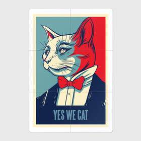 Магнитный плакат 2Х3 с принтом Yes We Cat пародия в Белгороде, Полимерный материал с магнитным слоем | 6 деталей размером 9*9 см | art | kitten | kitty | parody | pop art | poster пародия | retro | serious cat | slogan | vintage | yes we can постер | арт | барак обама | винтаж | выборы | графика | джентльмен | кот | котенок | кошка | обама | поп арт | прикол | ретро | се
