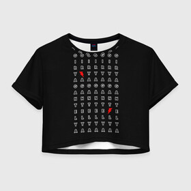 Женская футболка Crop-top 3D с принтом Stand out black в Белгороде, 100% полиэстер | круглая горловина, длина футболки до линии талии, рукава с отворотами | Тематика изображения на принте: black energy | выделение | молния | свободный текст | энергия