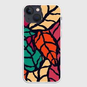 Чехол для iPhone 13 mini с принтом Листья в Белгороде,  |  | абстракция | арт | листики | молодежное | пестрое | природа | яркое