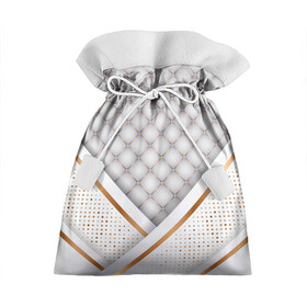 Подарочный 3D мешок с принтом Luxury white & Gold в Белгороде, 100% полиэстер | Размер: 29*39 см | Тематика изображения на принте: luxury | versace | vip | абстракция | версаче | вип | золото | паттерн | роскошь | текстуры