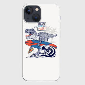 Чехол для iPhone 13 mini с принтом T rex на серфинге в Белгороде,  |  | Тематика изображения на принте: dino | dinosaur | roar | t rex | динозавр | роар | тирекс | трекс