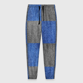 Мужские брюки 3D с принтом Denim Patchwork в Белгороде, 100% полиэстер | манжеты по низу, эластичный пояс регулируется шнурком, по бокам два кармана без застежек, внутренняя часть кармана из мелкой сетки | Тематика изображения на принте: blue gray | denim | jeans | patchwork | джинсовая ткань