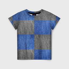 Детская футболка 3D с принтом Denim Patchwork в Белгороде, 100% гипоаллергенный полиэфир | прямой крой, круглый вырез горловины, длина до линии бедер, чуть спущенное плечо, ткань немного тянется | blue gray | denim | jeans | patchwork | джинсовая ткань