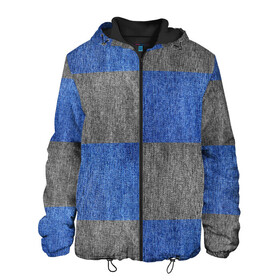 Мужская куртка 3D с принтом Denim Patchwork в Белгороде, ткань верха — 100% полиэстер, подклад — флис | прямой крой, подол и капюшон оформлены резинкой с фиксаторами, два кармана без застежек по бокам, один большой потайной карман на груди. Карман на груди застегивается на липучку | blue gray | denim | jeans | patchwork | джинсовая ткань