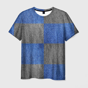 Мужская футболка 3D с принтом Denim Patchwork в Белгороде, 100% полиэфир | прямой крой, круглый вырез горловины, длина до линии бедер | Тематика изображения на принте: blue gray | denim | jeans | patchwork | джинсовая ткань