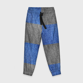 Детские брюки 3D с принтом Denim Patchwork в Белгороде, 100% полиэстер | манжеты по низу, эластичный пояс регулируется шнурком, по бокам два кармана без застежек, внутренняя часть кармана из мелкой сетки | blue gray | denim | jeans | patchwork | джинсовая ткань