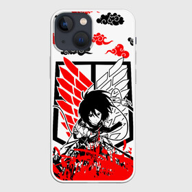 Чехол для iPhone 13 mini с принтом МИКАСА АККЕРМАН в Белгороде,  |  | anime | manga | mikasa ackerman | shingeki no kyojin | аниме | атака на титанов | атака титанов | крылья | манга | микаса аккерман | мультфильм | облака | разведкорпус. | японская мультипликация