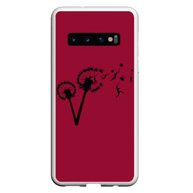 Чехол для Samsung Galaxy S10 с принтом Dandelion flight. Red Frame в Белгороде, Силикон | Область печати: задняя сторона чехла, без боковых панелей | dandelion | flight | garden | human | people | travel | люди | на | одуванчик | одуванчике | парение | парить | полет | путешествие | растение | человек