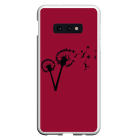 Чехол для Samsung S10E с принтом Dandelion flight. Red Frame в Белгороде, Силикон | Область печати: задняя сторона чехла, без боковых панелей | dandelion | flight | garden | human | people | travel | люди | на | одуванчик | одуванчике | парение | парить | полет | путешествие | растение | человек