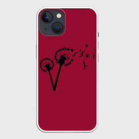Чехол для iPhone 13 с принтом Dandelion flight. Red Frame в Белгороде,  |  | dandelion | flight | garden | human | people | travel | люди | на | одуванчик | одуванчике | парение | парить | полет | путешествие | растение | человек