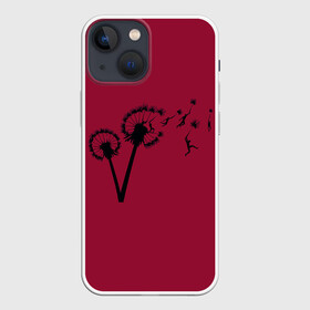 Чехол для iPhone 13 mini с принтом Dandelion flight. Red Frame в Белгороде,  |  | dandelion | flight | garden | human | people | travel | люди | на | одуванчик | одуванчике | парение | парить | полет | путешествие | растение | человек