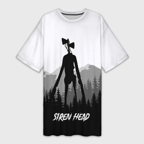 Платье-футболка 3D с принтом SIREN HEAD | DARK FOREST в Белгороде,  |  | 6789 | cartoon | cat | dark | forest | foundation | head | monster | mountains | scp | siren | sirenhead | голова | горы | кот | лес | монстр | объект | объекты | сирена | сиреноголовый | фонд | чудище | чудовище
