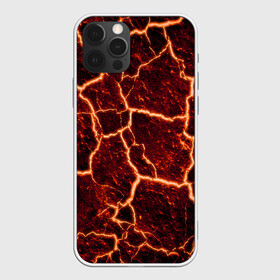 Чехол для iPhone 12 Pro с принтом Лава в Белгороде, силикон | область печати: задняя сторона чехла, без боковых панелей | лава | огонь | пламя | разлом | текстура | трещины