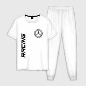 Мужская пижама хлопок с принтом Mercedes в Белгороде, 100% хлопок | брюки и футболка прямого кроя, без карманов, на брюках мягкая резинка на поясе и по низу штанин
 | amg | auto | bens | benz | logo | merc | mercedes | mersedes | moto | star | vthctltc | авто | амг | бенц | звезда | класс | лого | логотип | мерин | мерс | мерседес | мото | символ | символы | ьуксувуы