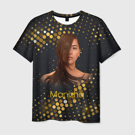 Мужская футболка 3D с принтом Manizha Gold Black в Белгороде, 100% полиэфир | прямой крой, круглый вырез горловины, длина до линии бедер | manizha | далеровна | душанбе | евровидение | евровидение 2021 | манижа | певица | таджикистан | хамраева