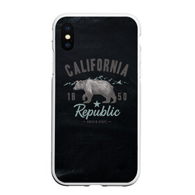 Чехол для iPhone XS Max матовый с принтом California republic в Белгороде, Силикон | Область печати: задняя сторона чехла, без боковых панелей | bear | california | republic | state | калифорния | медведь | республика