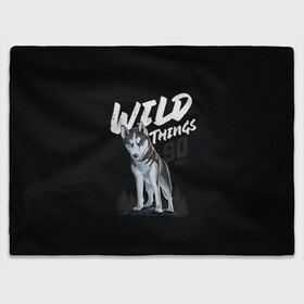 Плед 3D с принтом Wild Things в Белгороде, 100% полиэстер | закругленные углы, все края обработаны. Ткань не мнется и не растягивается | Тематика изображения на принте: wolf | волк | лес | пес | север | собака | хаски