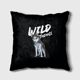 Подушка 3D с принтом Wild Things в Белгороде, наволочка – 100% полиэстер, наполнитель – холлофайбер (легкий наполнитель, не вызывает аллергию). | состоит из подушки и наволочки. Наволочка на молнии, легко снимается для стирки | Тематика изображения на принте: wolf | волк | лес | пес | север | собака | хаски