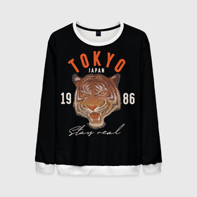 Мужской свитшот 3D с принтом Tokyo Tiger Japan в Белгороде, 100% полиэстер с мягким внутренним слоем | круглый вырез горловины, мягкая резинка на манжетах и поясе, свободная посадка по фигуре | japan | tokyo | большая кошка | полосатый | тигр | тигрица | токио | хищник