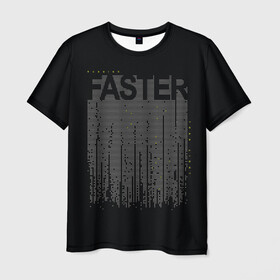 Мужская футболка 3D с принтом Faster Быстрый в Белгороде, 100% полиэфир | прямой крой, круглый вырез горловины, длина до линии бедер | fast | faster | бег | бегун | быстрый | спорт | спортивный | текст