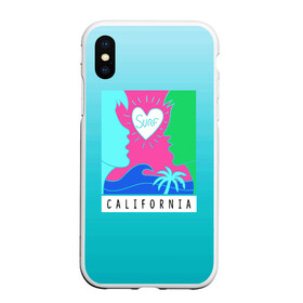 Чехол для iPhone XS Max матовый с принтом CALIFORNIA SURF в Белгороде, Силикон | Область печати: задняя сторона чехла, без боковых панелей | california | love | surf | влюбленные | закат | калифорния | любовь | море | пальма