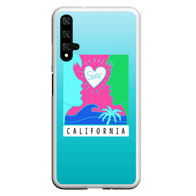 Чехол для Honor 20 с принтом CALIFORNIA SURF в Белгороде, Силикон | Область печати: задняя сторона чехла, без боковых панелей | california | love | surf | влюбленные | закат | калифорния | любовь | море | пальма