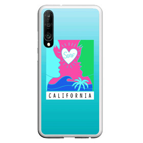 Чехол для Honor P30 с принтом CALIFORNIA SURF в Белгороде, Силикон | Область печати: задняя сторона чехла, без боковых панелей | california | love | surf | влюбленные | закат | калифорния | любовь | море | пальма