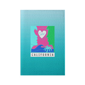 Обложка для паспорта матовая кожа с принтом CALIFORNIA SURF в Белгороде, натуральная матовая кожа | размер 19,3 х 13,7 см; прозрачные пластиковые крепления | california | love | surf | влюбленные | закат | калифорния | любовь | море | пальма