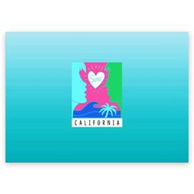 Поздравительная открытка с принтом CALIFORNIA SURF в Белгороде, 100% бумага | плотность бумаги 280 г/м2, матовая, на обратной стороне линовка и место для марки
 | california | love | surf | влюбленные | закат | калифорния | любовь | море | пальма
