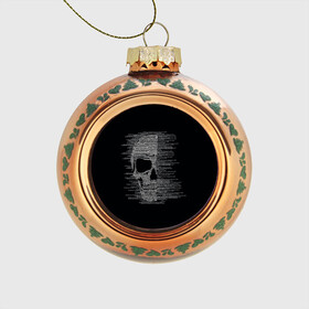 Стеклянный ёлочный шар с принтом Череп из текста в Белгороде, Стекло | Диаметр: 80 мм | hell | skull | ад | скелет | ужасы | череп | черепушка