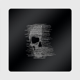 Магнит виниловый Квадрат с принтом Череп из текста в Белгороде, полимерный материал с магнитным слоем | размер 9*9 см, закругленные углы | Тематика изображения на принте: hell | skull | ад | скелет | ужасы | череп | черепушка