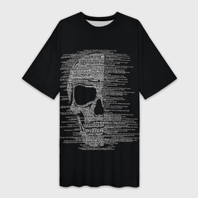 Платье-футболка 3D с принтом Череп из текста в Белгороде,  |  | hell | skull | ад | скелет | ужасы | череп | черепушка
