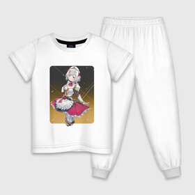 Детская пижама хлопок с принтом Рыцарь-горничная Ноэлль в Белгороде, 100% хлопок |  брюки и футболка прямого кроя, без карманов, на брюках мягкая резинка на поясе и по низу штанин
 | арт | боевая девушка | горничная | икона | икона персонажа | милая девочка | милая девушка | ноэлль | портрет | рисунок | рыцарь