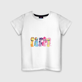 Детская футболка хлопок с принтом Моя Маленькая пони в Белгороде, 100% хлопок | круглый вырез горловины, полуприлегающий силуэт, длина до линии бедер | Тематика изображения на принте: applejack | friendship | mylittlepony | rainbow dash | twilight sparkle | waifu | вайфу | дружба это магия | друзья | кони | моя маленькая пони | мультфильм | пони | радуга | ренбоу деш | эплджек