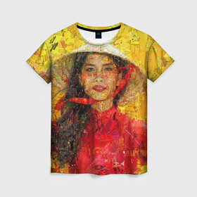 Женская футболка 3D с принтом Вьетнам в Белгороде, 100% полиэфир ( синтетическое хлопкоподобное полотно) | прямой крой, круглый вырез горловины, длина до линии бедер | вьетнам | девушка | лето | молодежное | пестрое | позитив