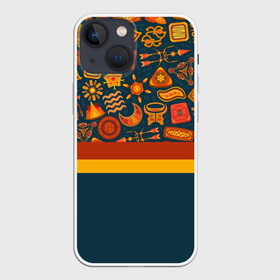 Чехол для iPhone 13 mini с принтом Африканская Символика в Белгороде,  |  | Тематика изображения на принте: африка | африканская символика | знаки | линии | полосы | рисунок | туризм