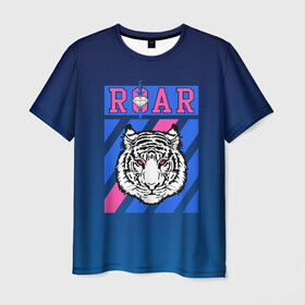 Мужская футболка 3D с принтом Roar Tiger в Белгороде, 100% полиэфир | прямой крой, круглый вырез горловины, длина до линии бедер | roar | большая кошка | полосатый | тигр | тигрица | хищник