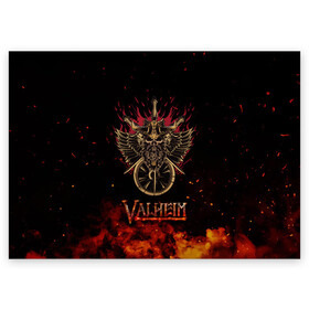Поздравительная открытка с принтом Valheim символ черепа в Белгороде, 100% бумага | плотность бумаги 280 г/м2, матовая, на обратной стороне линовка и место для марки
 | fantasy | mmo | valheim | valve | валхейм | вальхейм | викинги | выживалка | игра | королевская битва | ммо | ролевая игра | фэнтази