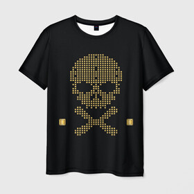 Мужская футболка 3D с принтом Пиратский через из золота в Белгороде, 100% полиэфир | прямой крой, круглый вырез горловины, длина до линии бедер | hell | skull | ад | скелет | ужасы | череп | черепушка