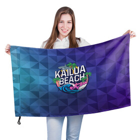 Флаг 3D с принтом KAILUA BEACH в Белгороде, 100% полиэстер | плотность ткани — 95 г/м2, размер — 67 х 109 см. Принт наносится с одной стороны | kailua | акула | закат | море | отдых | отпуск | пальмы | пляж