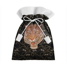 Подарочный 3D мешок с принтом Морда тигра в Белгороде, 100% полиэстер | Размер: 29*39 см | Тематика изображения на принте: большая кошка | полосатый | тигр | тигрица | хищник