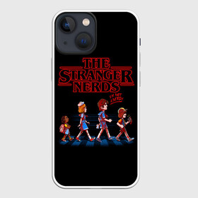 Чехол для iPhone 13 mini с принтом The Stranger Nerds в Белгороде,  |  | demogorgon | dont | dustin | erica | friends | im | lie | nerd | nerds | netflix | not | robin | steve | stranger | the | things | ботаники | дастин | дела | демогоргон | друзья | лгут | не | очень | робин | стив | странные | эрика