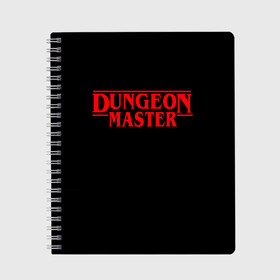 Тетрадь с принтом Stranger Dungeon Master в Белгороде, 100% бумага | 48 листов, плотность листов — 60 г/м2, плотность картонной обложки — 250 г/м2. Листы скреплены сбоку удобной пружинной спиралью. Уголки страниц и обложки скругленные. Цвет линий — светло-серый
 | aniki | billy | boss | boy | bucks | dark | deep | door | dungeon | fantasy | gachi | gachimuchi | gym | hundred | master | muchi | next | stranger | the | things | three | van | wee | билли | ван | гачи | гачимучи | дела | мучи |