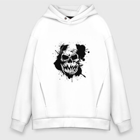 Мужское худи Oversize хлопок с принтом Skull  в Белгороде, френч-терри — 70% хлопок, 30% полиэстер. Мягкий теплый начес внутри —100% хлопок | боковые карманы, эластичные манжеты и нижняя кромка, капюшон на магнитной кнопке | bone | bones | creepy | dead | death | halloween | horror | scary | skull | skulls | splash | the curse | голова | кости | ужасы | хоррор | череп