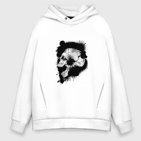 Мужское худи Oversize хлопок с принтом Skull  в Белгороде, френч-терри — 70% хлопок, 30% полиэстер. Мягкий теплый начес внутри —100% хлопок | боковые карманы, эластичные манжеты и нижняя кромка, капюшон на магнитной кнопке | bone | bones | creepy | dead | death | halloween | horror | scary | skull | skulls | splash | the curse | голова | кости | ужасы | хоррор | череп