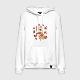 Женская толстовка хлопок с принтом Осенний милый котик и листопад в Белгороде, френч-терри, мягкий теплый начес внутри (100% хлопок) | карман-кенгуру, эластичные манжеты и нижняя кромка, капюшон с подкладом и шнурком | art | autumn | cat | cats | cute | fall | kawaii | kitten | kitty | leaf fall | pussycat | арт | в шарфике | иллюстрация | кавайи | кавайный кот | клен | кленовые листья | котенок | коты | котята | листья | милота | осень | рисунок | рыжий ко